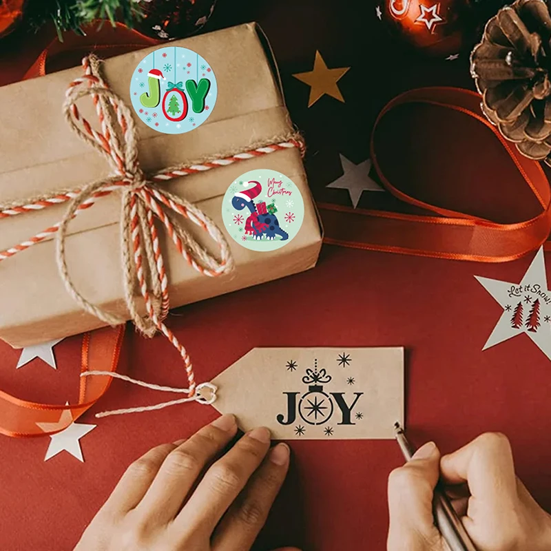 500 шт./рулон круглые рождественские тематические наклейки 8 видов конструкций DlY