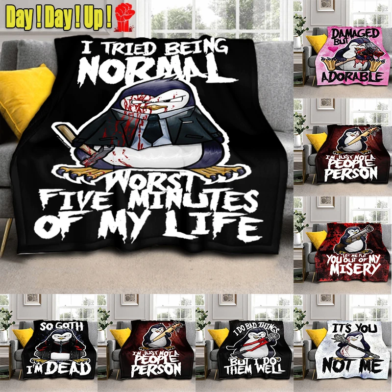 

Cartoon Cute Violent penguin Blankets For 3D Printed Sherpa Thicken Blanket on Bed Sofa Home Textiles Dreamlike Boys Baby Gift