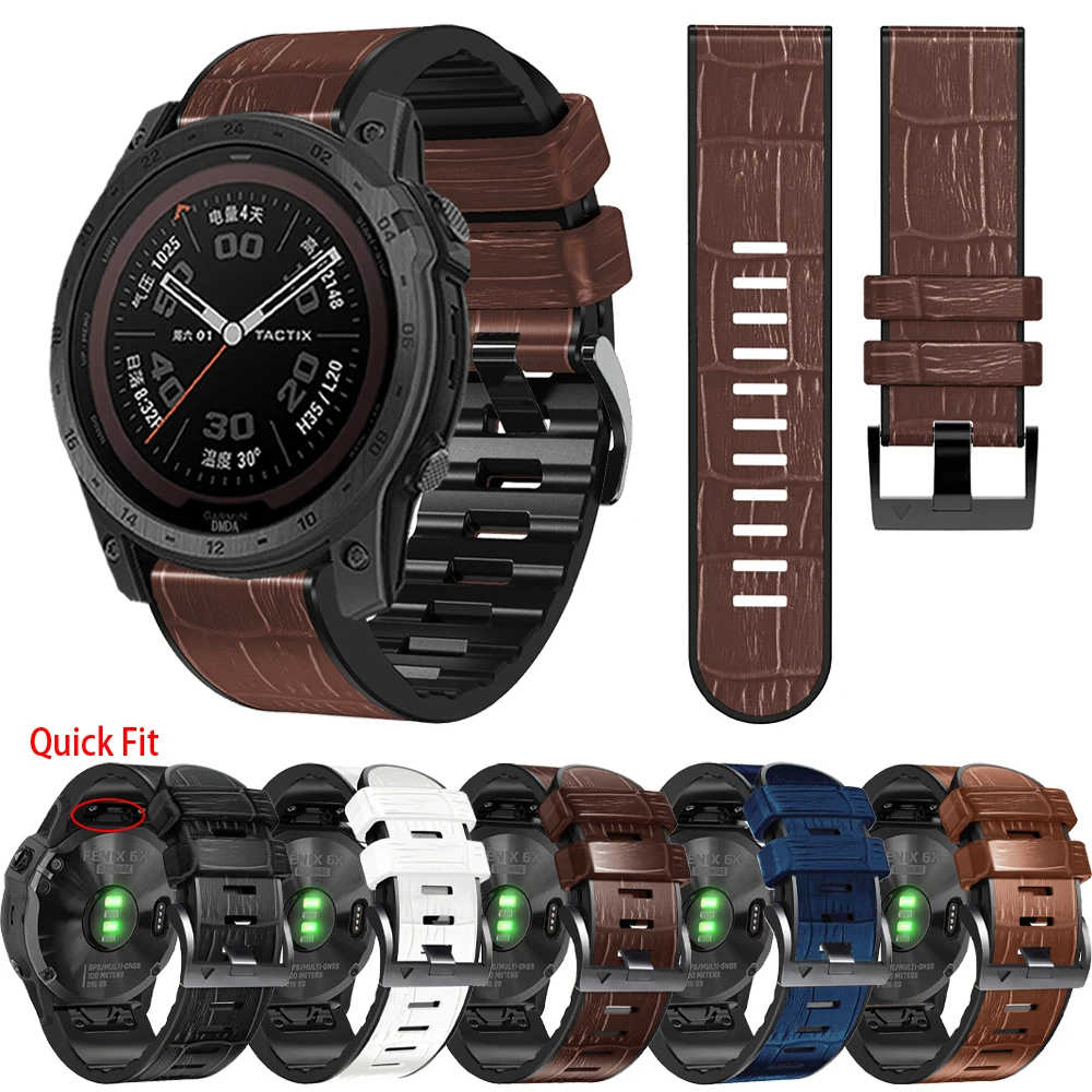 

Ремешок кожаный быстросъемный для Garmin спуск, силиконовый браслет для наручных часов, тактический 7 Pro, Delta/Bravo, 22 мм, 26 мм