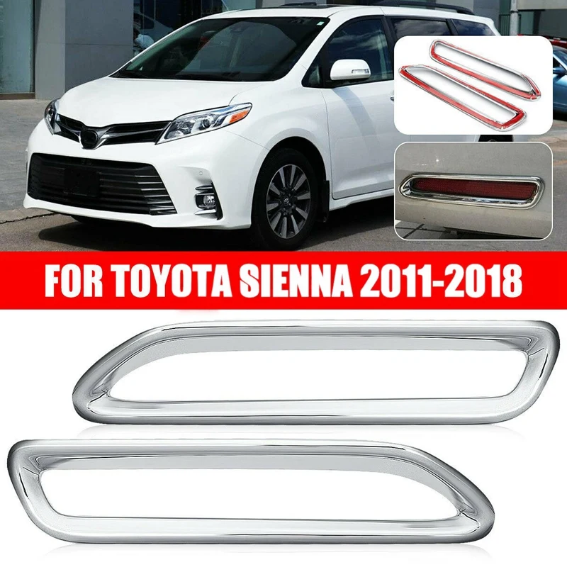 

2X Rear Bumper Fog Light Lamp Frame Trim Bezel Chrome for Toyota Sienna 2011-2018