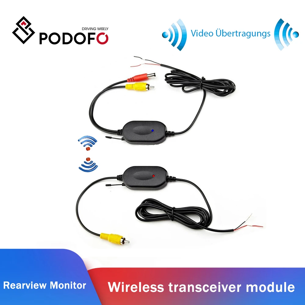 Podofo 2.4 Ghz Wireless Rear View Camera RCA Video Transmitter & Receiver For Car Rearview Monitor Wireless Transceiver Module