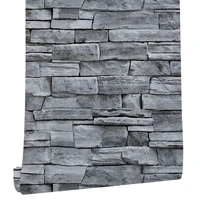 stone faux brick vinyl self adhesive 3d wallpaper bedroom living room wall decorative rustic gray brick wall paper