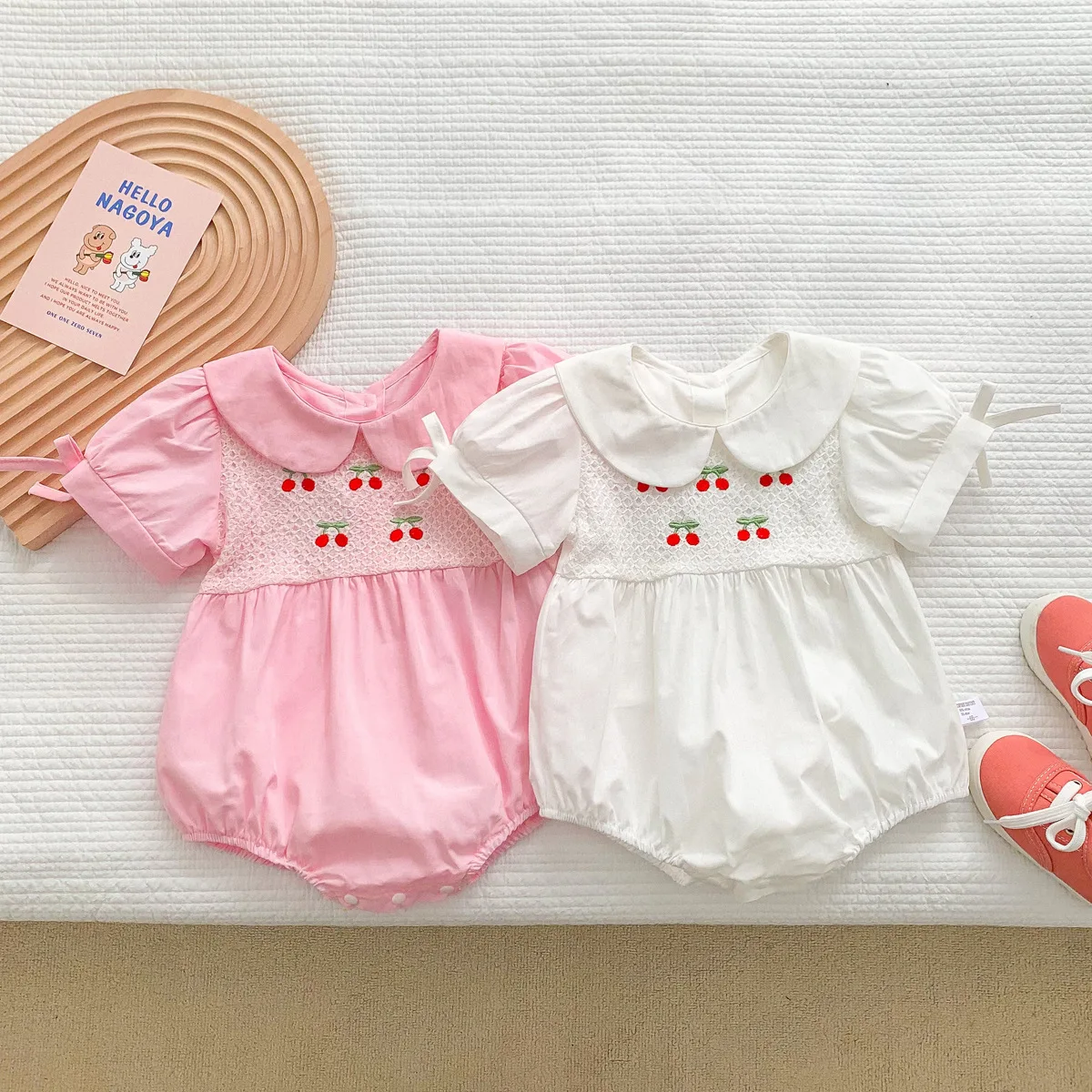 

2022 Summer Infant Clothes Newborn Baby Girls Print Cherry Jumpsuit Prinecess Outfits Toddler Girls Clothing Casual Lovely 0-2Y