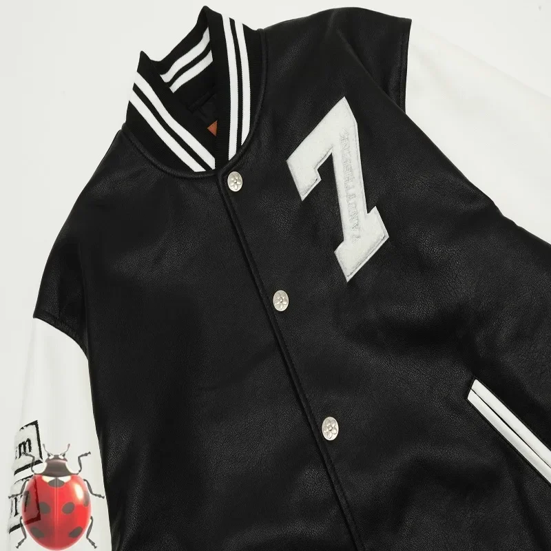 Куртка мужская кожаная в стиле пэчворк с вышитыми цветами