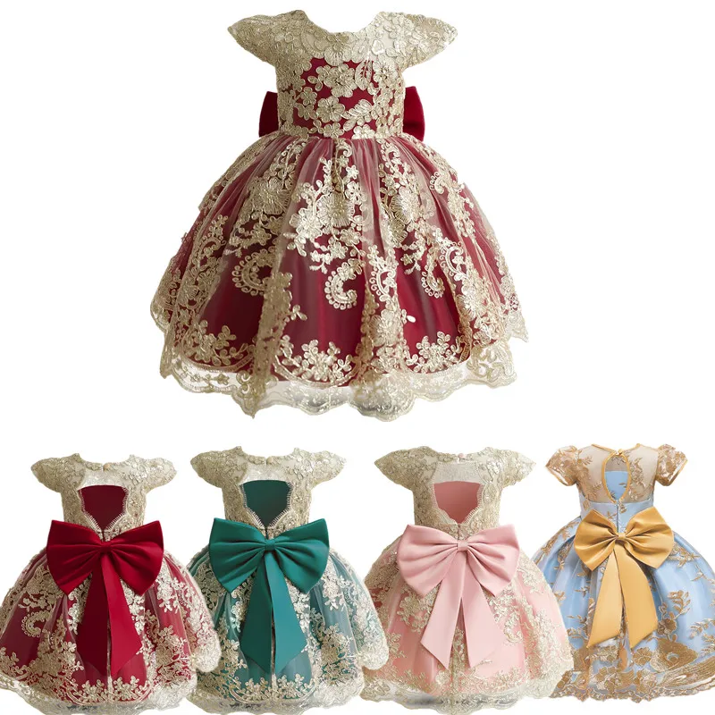 

Платье принцессы с красными цветами для маленьких девочек, 12 месяцев, детское платье-пачка с большим бантом на день рождения, официальный ко...