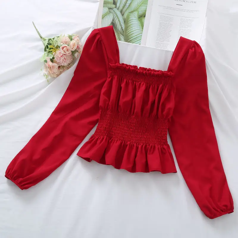 

Woman Casual Chiffon Shirt Female Clothing Spring Long Sleeve Vintage Elegant Loose Blouses Ladies Solid Color Shirt Tops G566