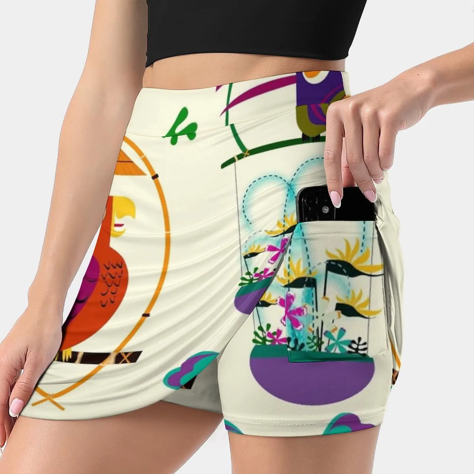 Винтажная Современная юбка с птицами Женская мода 2022 юбка-брюки мини-юбки