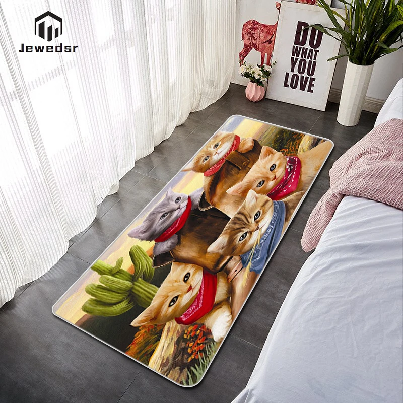 

Vintage Cat Bedroom Carpet Funny Entrance Door Mats Area Rug Kitchen Mat Home Decoration Corridor Living Room Custom Doormat