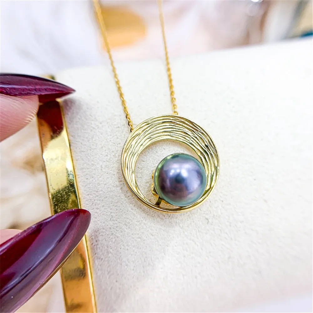 

DIY жемчужные маленькие Аксессуары S925 Стерлинговое серебро подвеска пустой держатель модное серебряное ожерелье подвеска с 9-11 мм бусинами