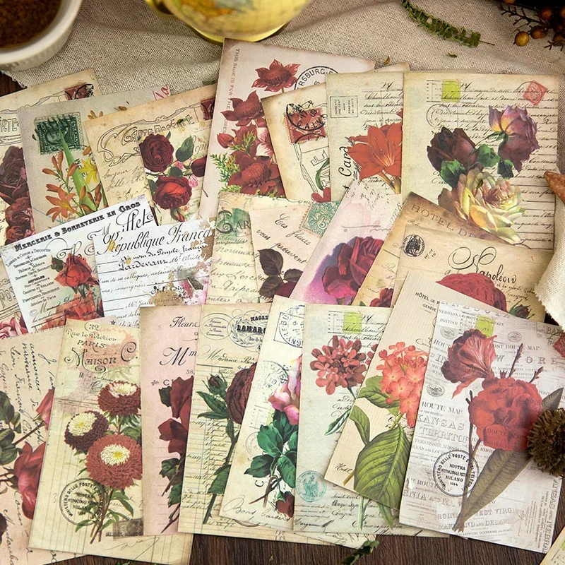 

32Pcs Material Book Postcard Collage Plant DIY Writing Decoration Notebooks Writing Supplies Account Diary Scrapbook 130*90MM