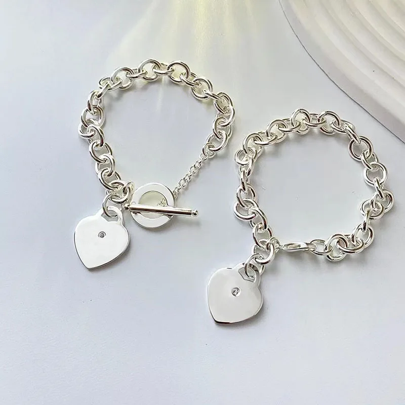 

Ms classic fashion 925 sterling silver TTFF bracelet with heart-shaped pendant bracelet anniversary souvenir girlfriend gifts