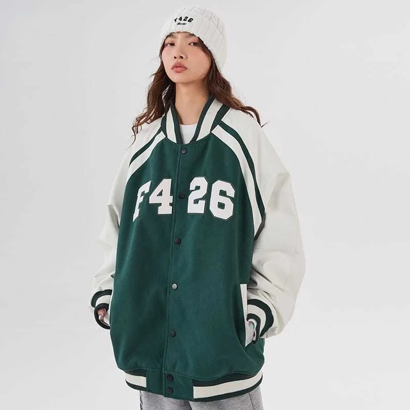 

Autumn couple hip-hop jacket male LOGO letter embroidery American loose wild baseball female loose casual jacket pilot clothing