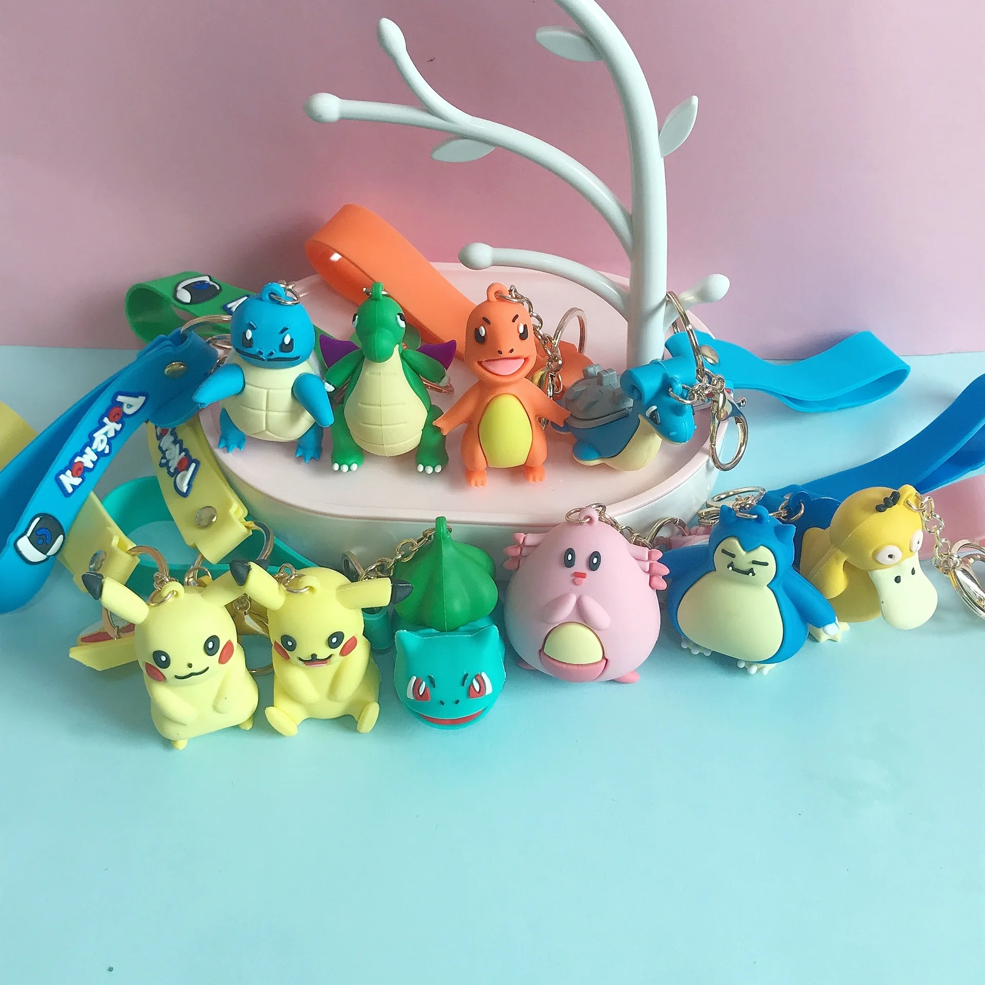 

Креативный брелок из мультфильма покемон аниме реальные куклы Eevee Psyduck Rowlet для детей игрушки сумка кулон подарки