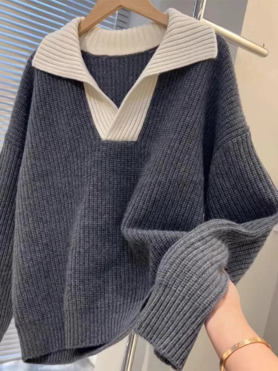 Осенне-зимний свитер из 100% мериносовой шерсти женский вязаный пуловер с