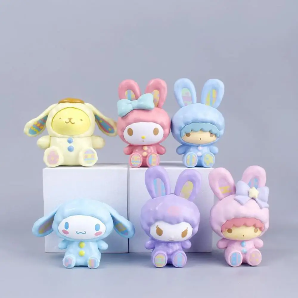 

Easter Cinnamoroll Melody Kuromi Anime Figure Kawaii Doll Sanrio Decorative Ornaments Gifts for Holiday Festival Toys Cute Model