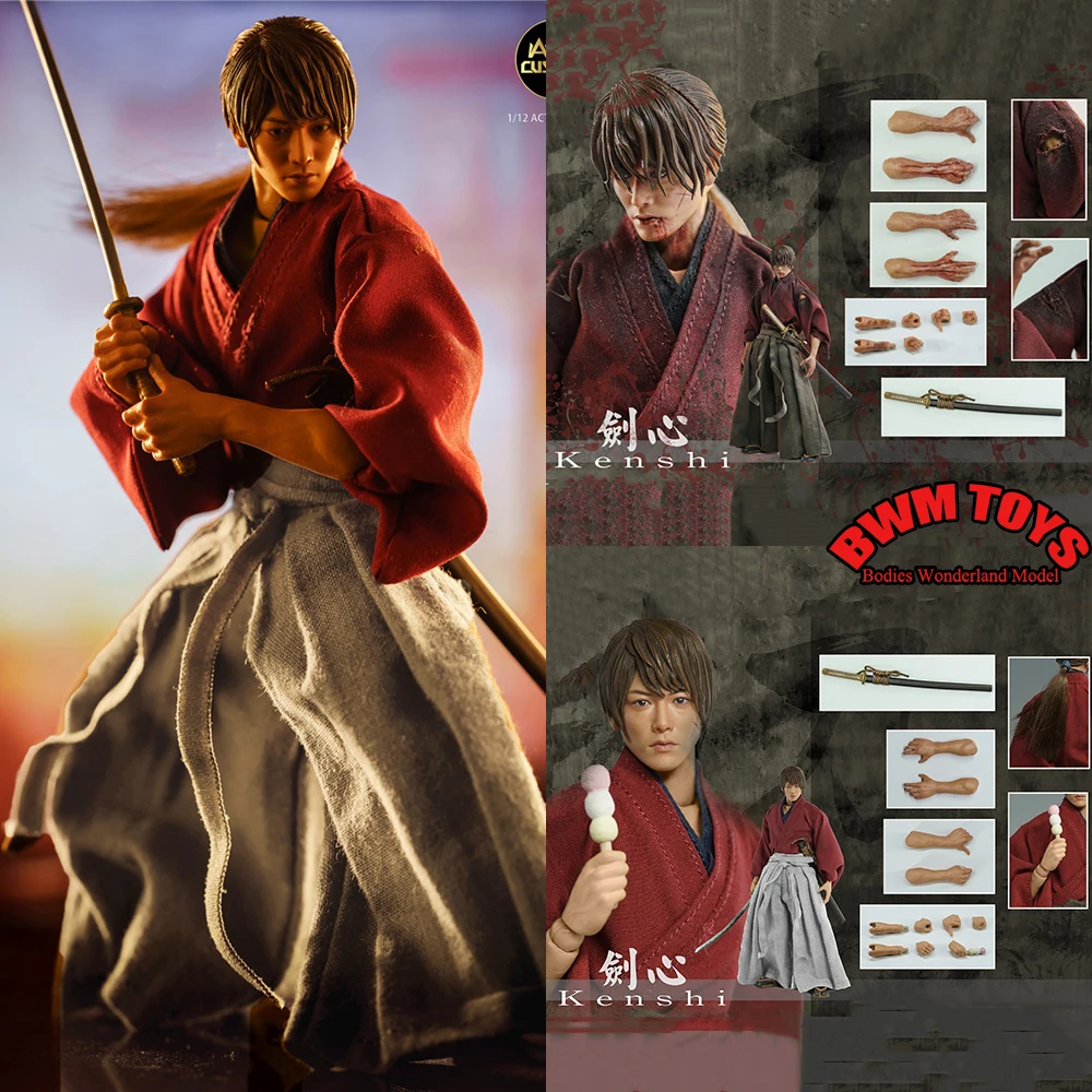 

In Stock Original Atoncustom 1/12 Scale HIMURA KENSHIN Japanese Samurai Swordsman Wanderers 6" Full Set Action Figure Doll Model