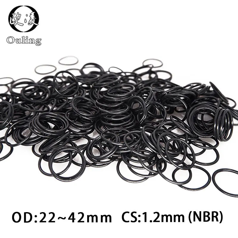 Черное резиновое кольцо 20 шт./лот уплотнительное из NBR толщина 1 2 мм OD22/23/24/28/34/42