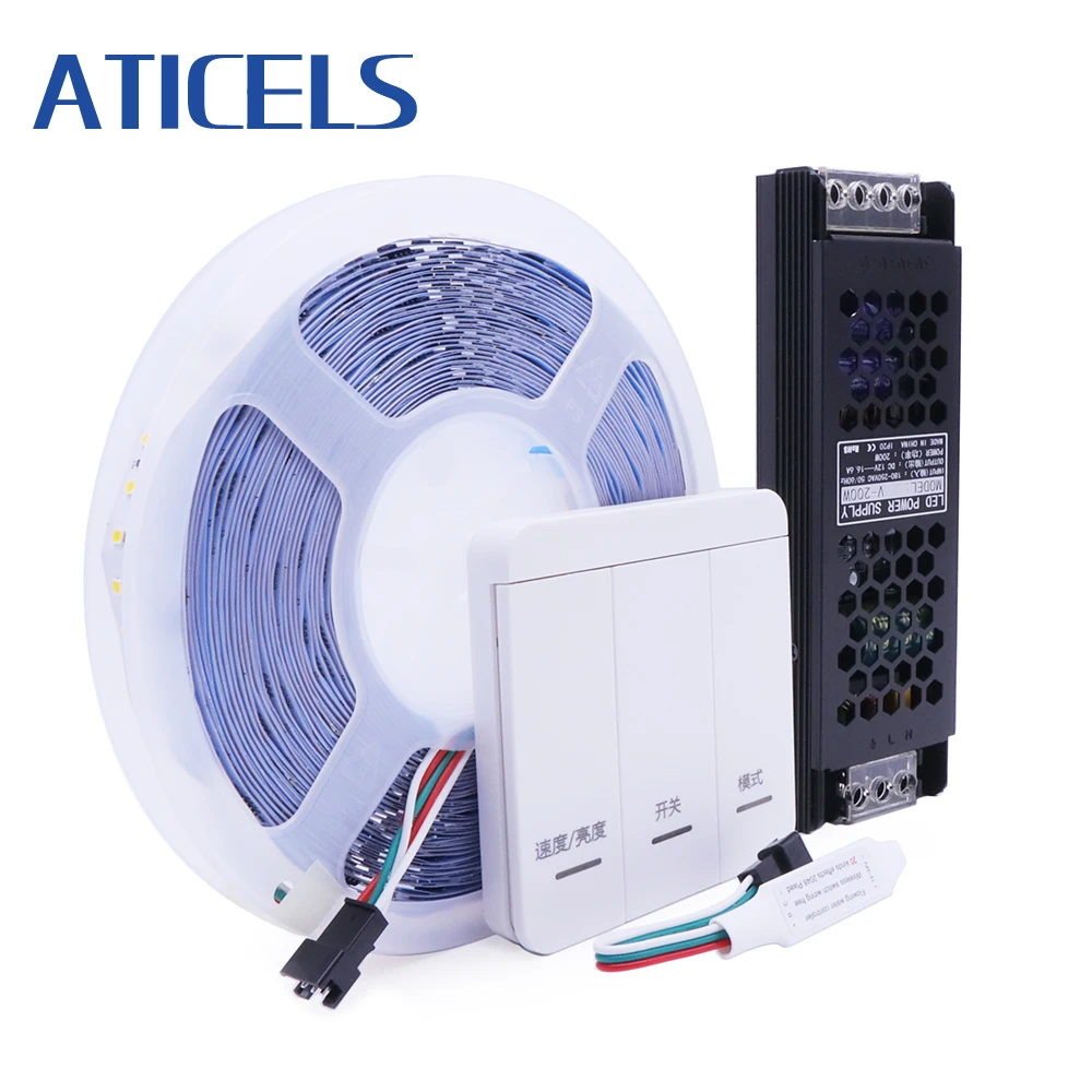 

DC24V WS2811 Horse Race LED Strip 2835 120Leds/m Running Water Flowing Light With Wireless Controller 10m/Roll Nature White Warm