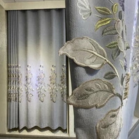 2022 new style modern thick chenille embroidered curtain fabric embossed show curtains for living room window curtain