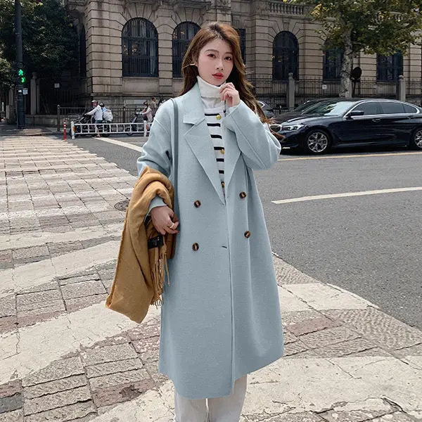 Корейская шерстяная куртка женское модное пальто маленького размера на осень и