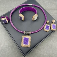 Luxury Ethnic Retro Personality Banquet Jewelry Set for Women Natural Ore Crystal Tooth Jewellery Set Handmade Dubai Jewelry Set