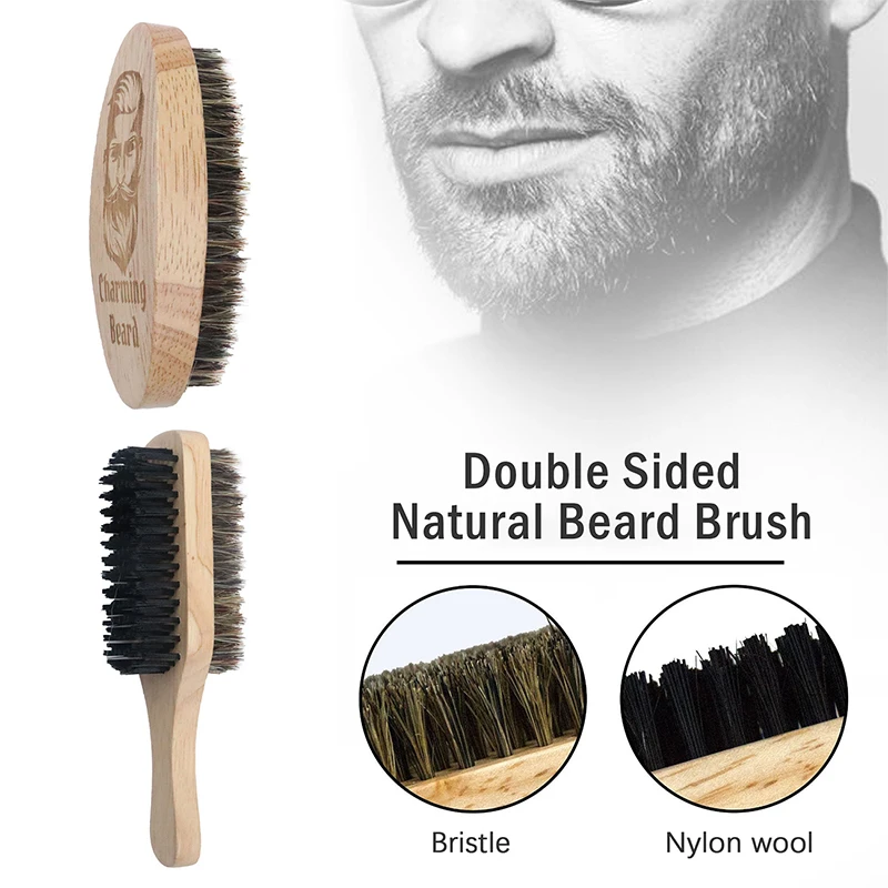 

Щетка для бороды, Экологически чистая мужская кисть для бритья, портативная Парикмахерская натуральная щетка для бороды, инструмент для чистки бороды с деревянной ручкой