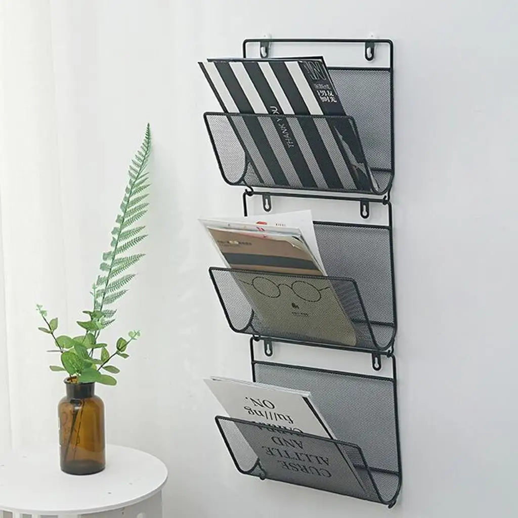 

Wire Iron Magazine Holder Rack Home Wall Mounted Newspaper Organizer Booshelf Bookcase