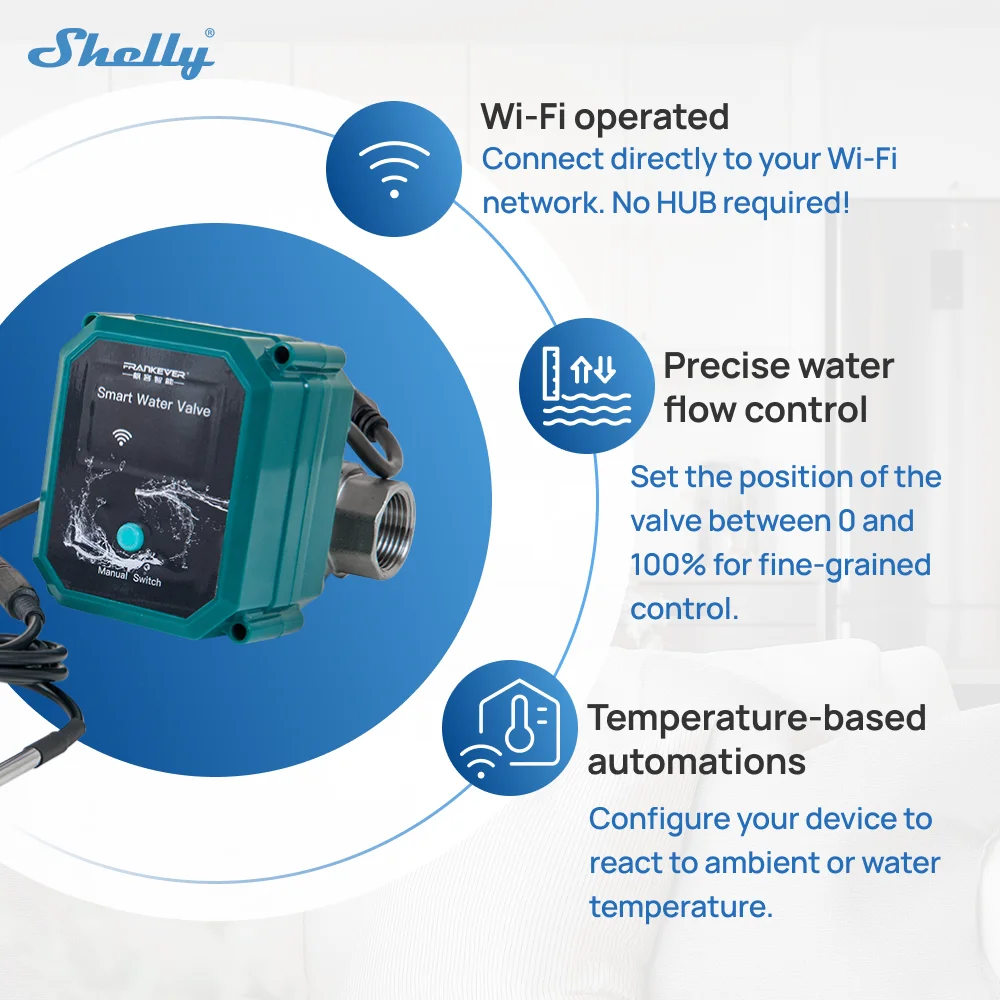 FrankEver Smart Water Valve Powered by Shelly Умный водяной клапан FrankEver на базе Shelly Home для автоматического управления системой водоснабжения и ирригации бассейнов, разработанный с использованием Ambie (art.: 3920da5668d45) - 3920da5668d45