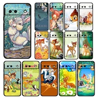 anime bambi cartoon shockproof case for google pixel 7 6 pro 6a 5 5a 4 4a xl 5g silicone soft black phone cover shell tpu capa