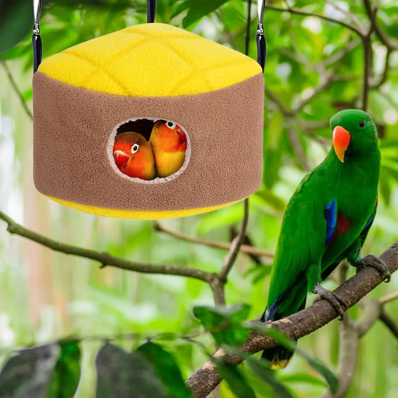 

Warm Bird Nest Winter House Plush Hideaway for Gerbil Small Parrot Parakeet Cockati Snuggle Hut Hanging Hammock Cage Accessories