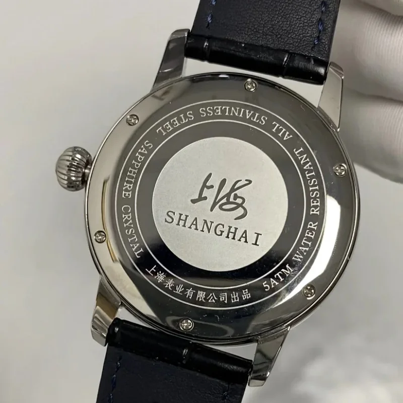 Фото Часы Shanghai Tourbillon с двойным балансиром, механические, с ручным заводом, сапфировое стекло, из нержавеющей стали, водонепроницаемые. №3