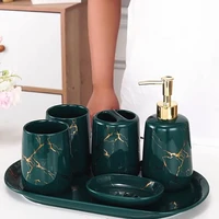 nordic ceramic light luxury bathroom mugs set european style toothbrush mugs marble ceramic bathroom set