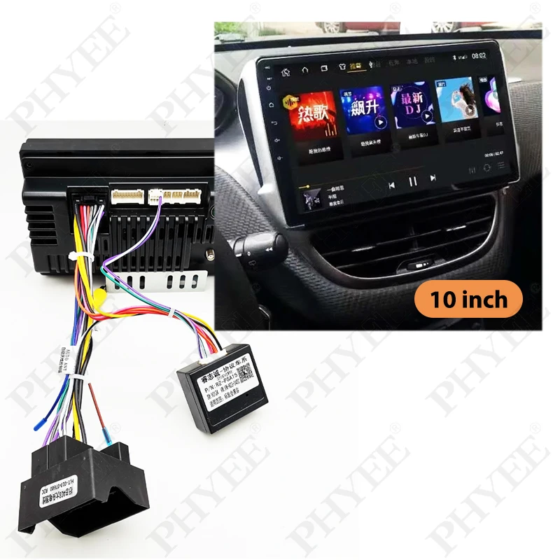 10-дюймовая рамка радио панели Android для Peugeot 208 2008 (2015–2019) адаптер жгута проводов