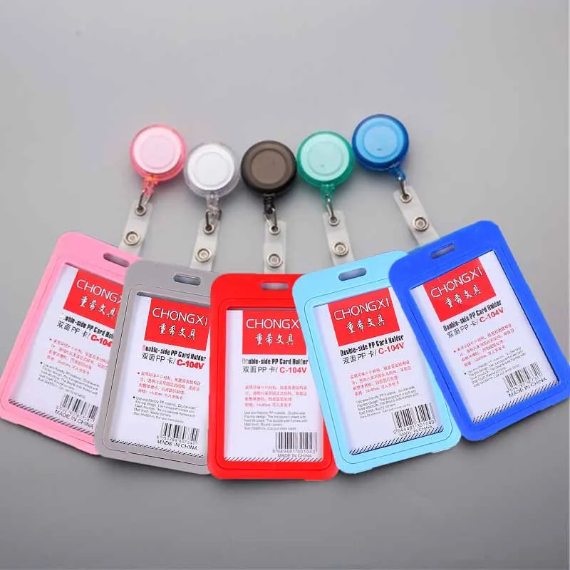 

1Pcs Plastic Business Credit Card Holder Retractable Badge Reel Student Nurse Exhibition ID Name Card Badge Holder Office