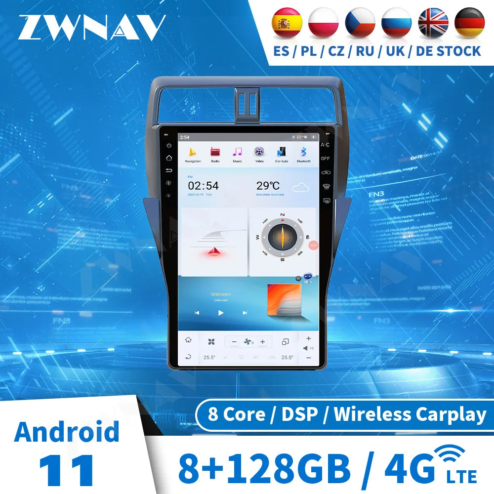 

Автомобильный мультимедийный плеер Tesla Carplay для 2018 TOYOTA Land Cruiser Prado 150, Android, GPS, аудио, радио, стерео, головное устройство