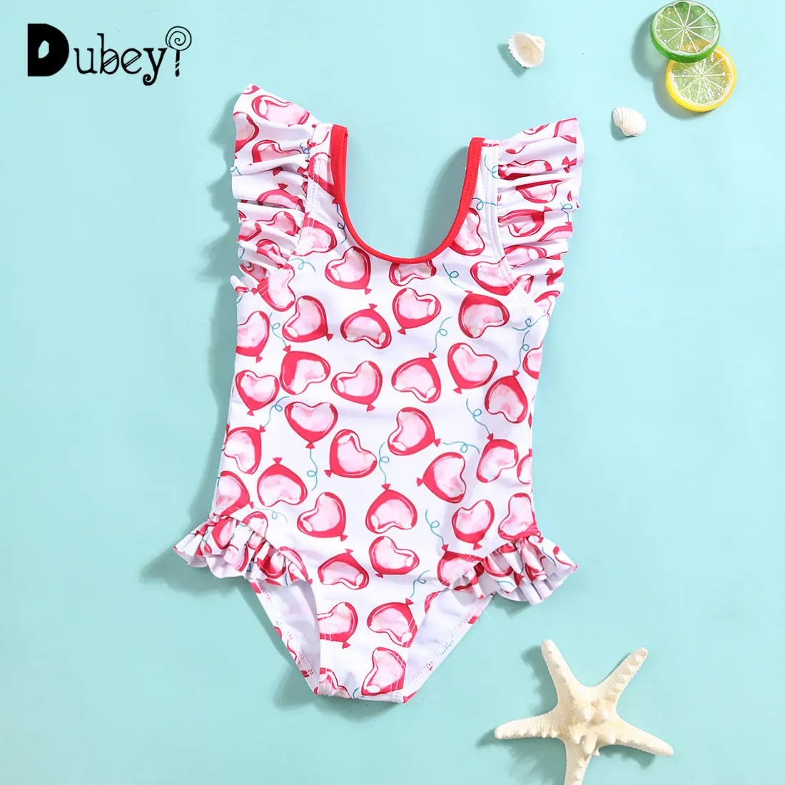 New Girls Love One-piece Swimwear Sweet Baby Girls Swimsuit Comfortable High Elastic Bikini Swim Suit for 1-6 Years