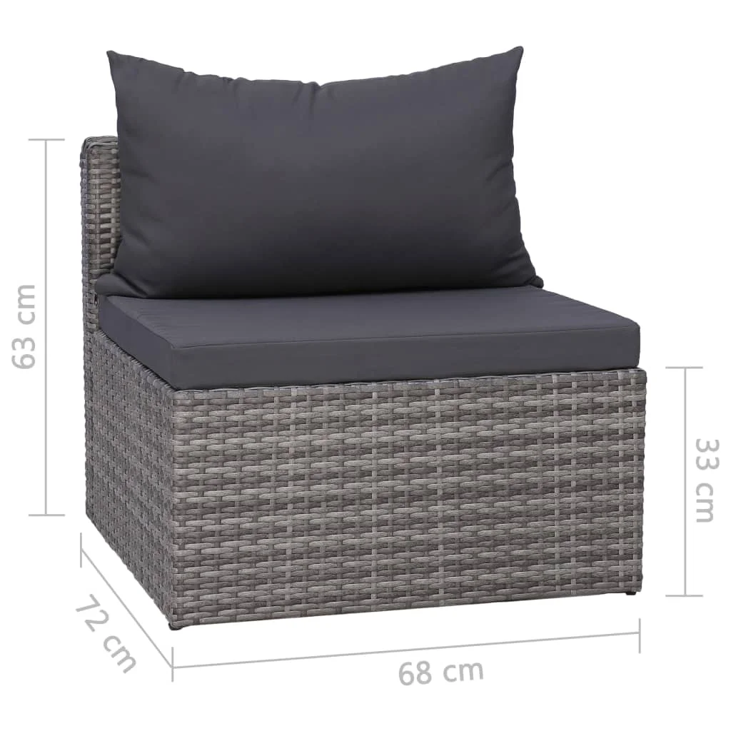 

Outdoor Patio Day Bed Furniture Seating 3 Piece Garden Sofa Set with Cushions Gray Poly Rattan