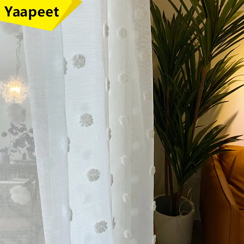 

Top Lovely 3D Plush Point Tulle Curtain For Living Room Girls Bedroom Kid Window Solid Color Panel For Kitchen Tulle Drapes