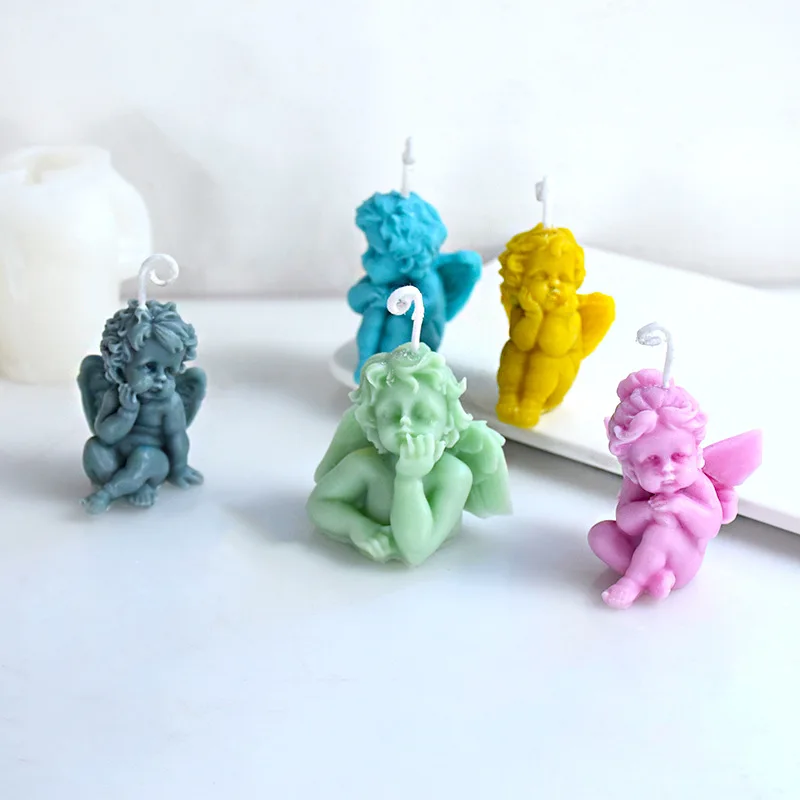 

Angel Scented Candle Silicone Mold Winged Angel Handmade Soap Candle Making Resin Mold Angel Cake Chocolate Ornament Mold
