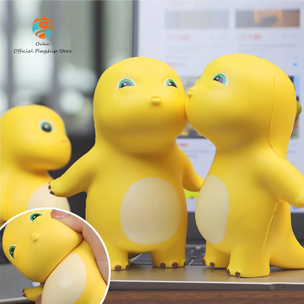 

Kiss Kiss Milk Dinosaur figure Cute Yellow Nailong Squeeze Toys kawaii Model Doll Statue anime Collection Ornaments Toy Gif