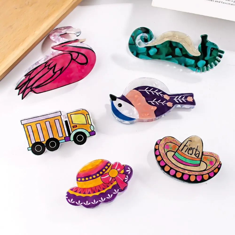 

Bird Animal Hair Claw Sweet Grab Clip Straw Hat Swan Hair Clip Y2K Headwear Animal Shark Clip Female