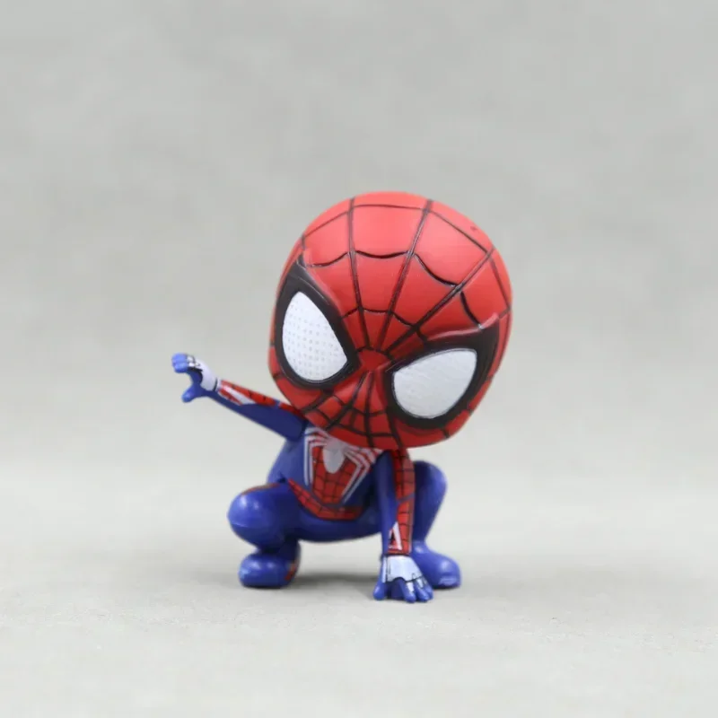 Фото Коллекционные фигурки Marvel Spiderman: милые аниме-персонажи, модели героев Marvel, куклы для детей, настольные мультяшные фигурки, подарок на день рождения №2