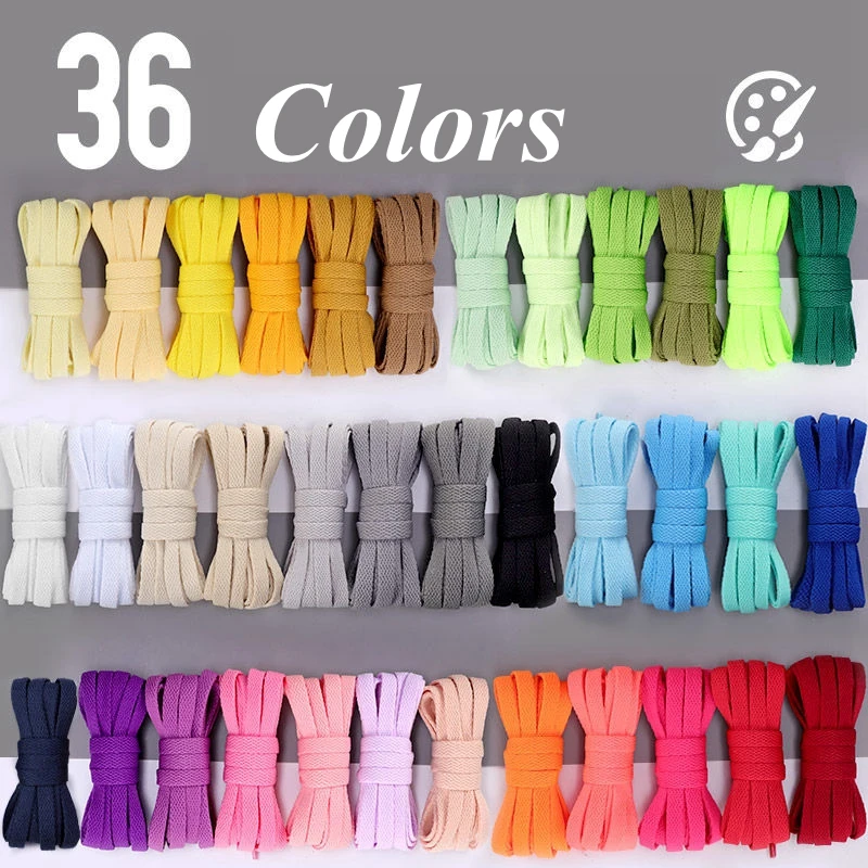 

1Pair Flat Shoelaces for Sneakers 36colors Fabric Shoe laces White Black Shoe lace Boot Laces for Shoes Classic Soft Shoestrings