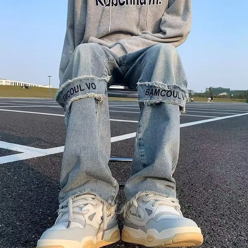 Y2k Ретро Джинсы Мужские Осенние Прямые Трубки Модный Тренд Plankton Красивый Нишевый