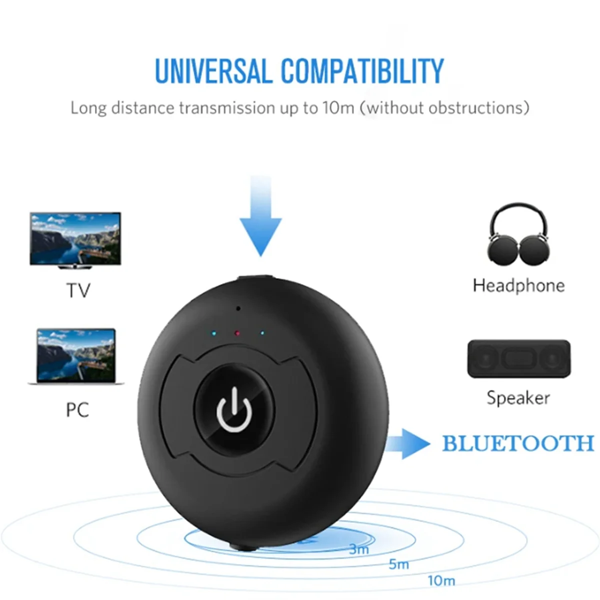 5 0 Bluetooth аудиопередатчик для ТВ ПК подключения 2 наушников 3 мм AUX стерео