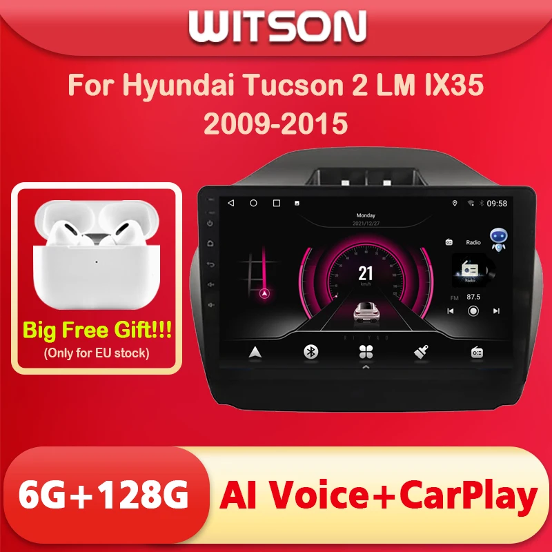 

WITSON 10.1 inch BIG SCREEN Android 11 AI VOICE 2 Din Car radio For HYUNDAI TUCSON IX35 2009 6RAM 128ROM auto stereo navigation