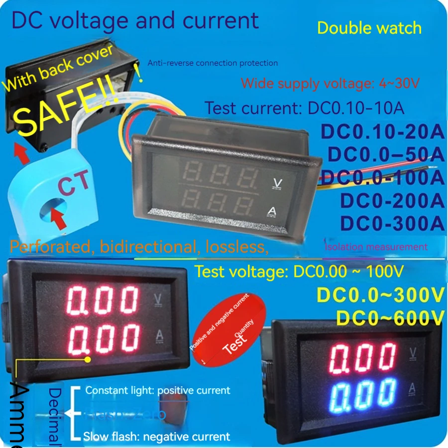 Цифровой дисплей YB28VA Hall DC вольтметр измеритель тока головка светодиодный
