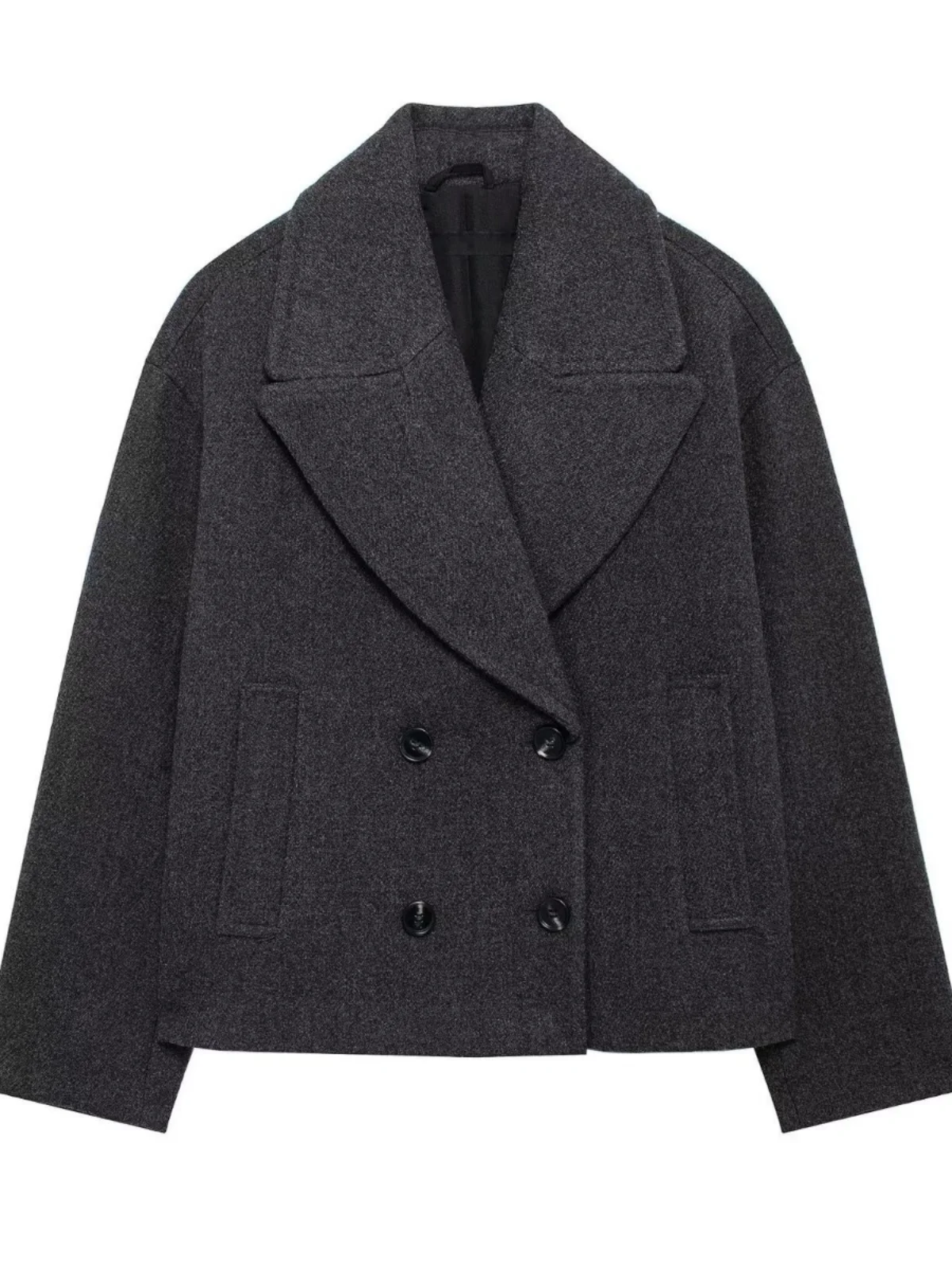 Za 2024 свободная версия двубортное флисовое короткое пальто верхняя одежда 8372289