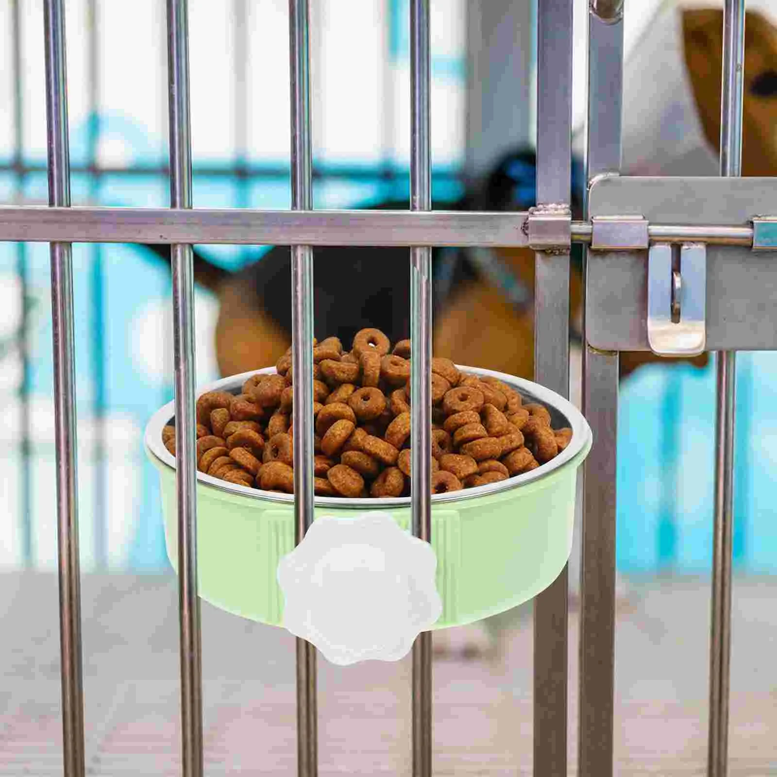 

Bowl Pet Dog Feeding Feederstainless Steel Water Dish Hanging Drink Cage Puppy Bird Basin Removable Bows Crate