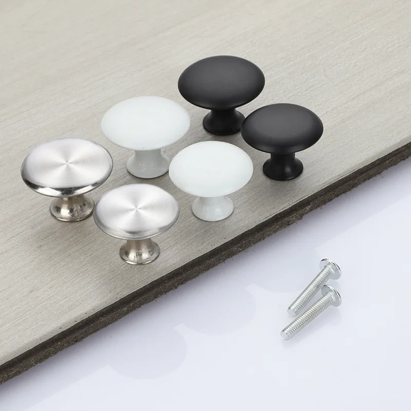 stainless steel simple wardrobe round drawer handle European-style mushroom-shaped porcelain white and black single hole | Обустройство